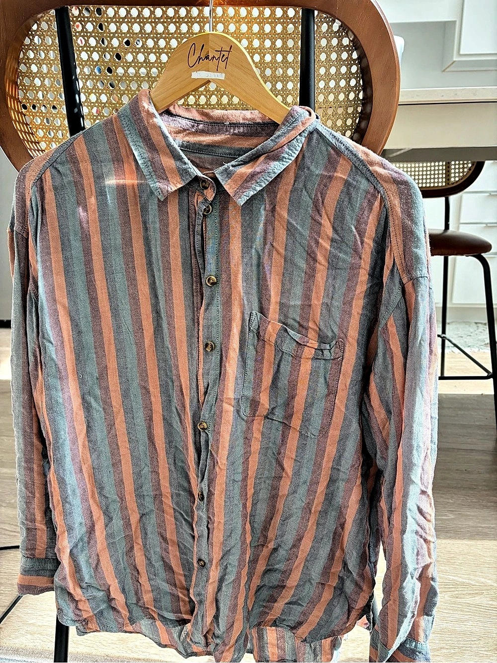 American Eagle women’s Striped Button Down Size Large